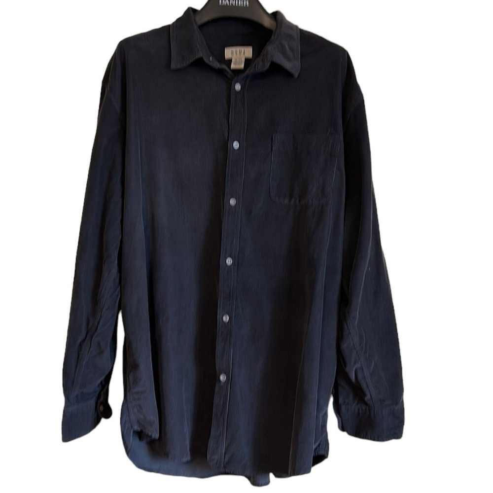 Hunt‎ Club men’s corduroy shirt button front fine corduroy size XL charcoal